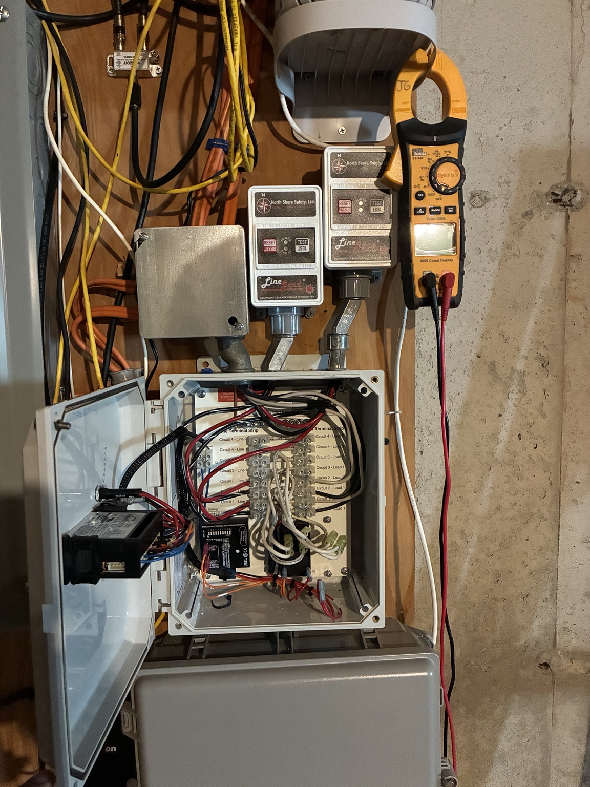 Open ice melt heat cable control panel during electrical testing